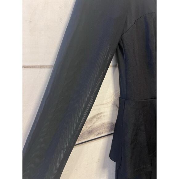 Sexy Size Medium BEBE Black Dress Shear Sleeves - Picture 2 of 6